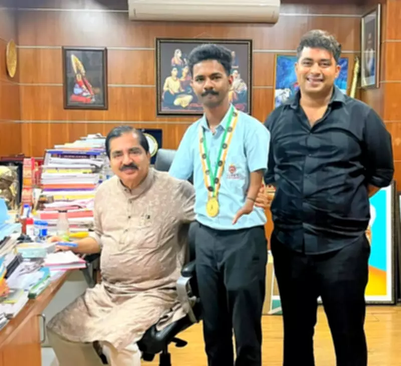 Specially Abled Student Creates Portrait with Feet, Enters India Book of Records