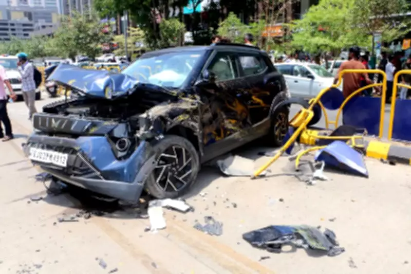 Speeding Volvo Car Crashes into Vehicles on Rajkot's Ring Road, Injures Woman
