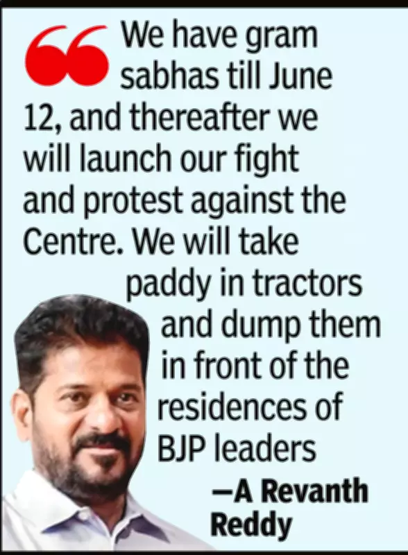 Telangana CM warns to dump paddy at BJP, BRS leaders' homes if Centre fails to procure