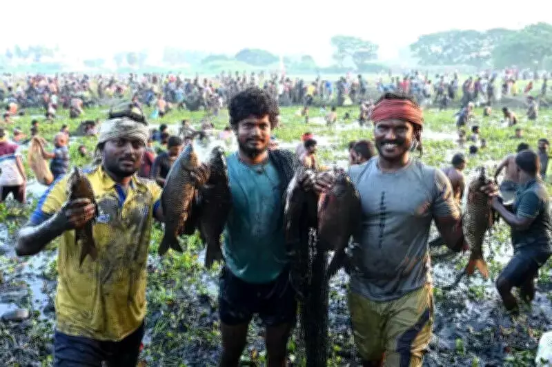Thousands Gather for Annual Fishing Harvest Festival in Madurai