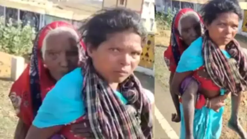 Tribal Woman Carries 90-Year-Old Mother-in-Law 3 km on Back for Pension KYC