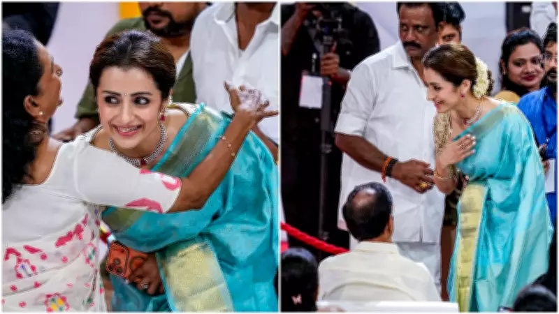 Trisha Krishnan Stuns in Silk Saree at Vijay's Oath-Taking Ceremony in Chennai