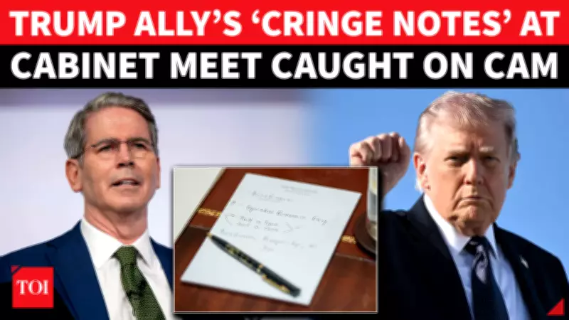 Trump Treasury Chief's 'Secret Cringe Notes' Exposed During Cabinet Meeting