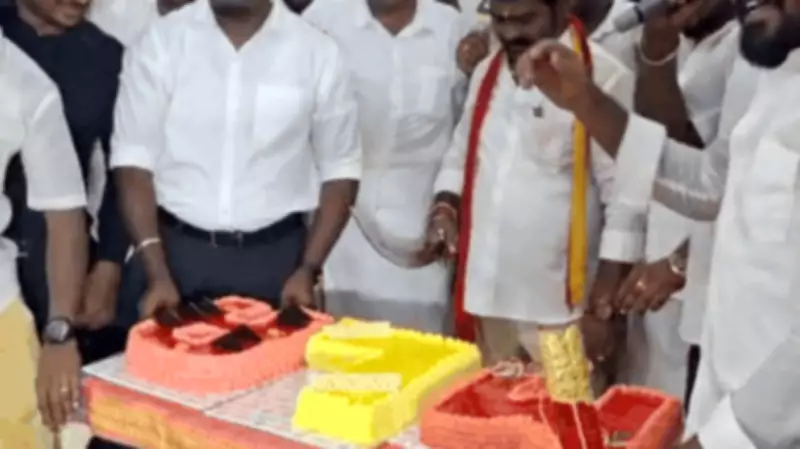 TVK candidate Vijay Dhamu faces complaint for cutting cake with machete in Chennai