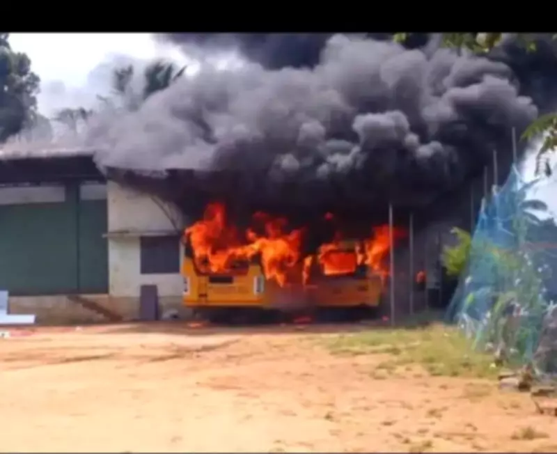 Two School Buses Gutted in Fire at Idukki School Shed