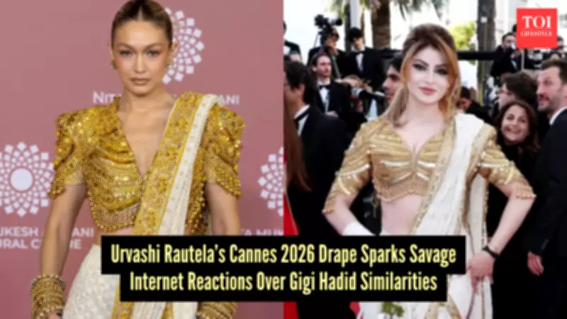 Urvashi Rautela's Cannes 2026 Saree Sparks Gigi Hadid Comparison