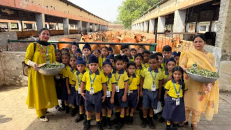 Vasant Valley Students Visit Gaushala for Hands-On Learning Experience