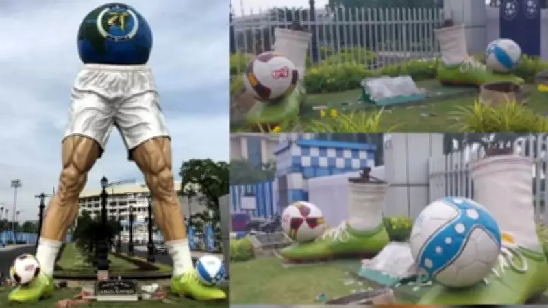 West Bengal Govt Removes Controversial Football Sculpture at Salt Lake Stadium