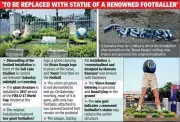 Kolkata: Football installation outside Salt Lake Stadium partially dismantled