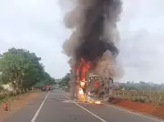 KSRTC Bus Gutted in Fire in Haveri, All 17 Passengers Safe