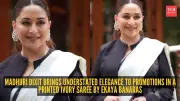 Madhuri Dixit’s Ivory Saree Look Exudes Rich Lawyer-Lady Vibes