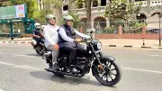 Maharashtra CM Fadnavis Rides Motorcycle to Vidhan Bhavan to Promote Fuel Saving