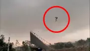 Man Swept Into Air with Tin Shed in Bareilly Storm Video Viral