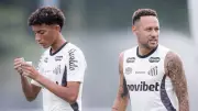 Neymar clashes with Santos youngster Robinho Junior in training