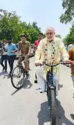 UP Minister Cycles to Office to Promote Fuel Conservation