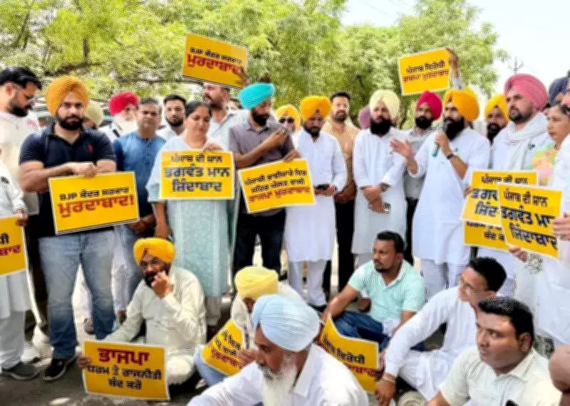 AAP protests against SAD over alleged defamation of Punjab CM Mann