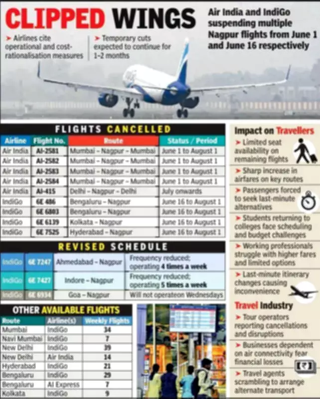 Air India, IndiGo Suspend Nagpur Flights; Passengers Hit by High Fares
