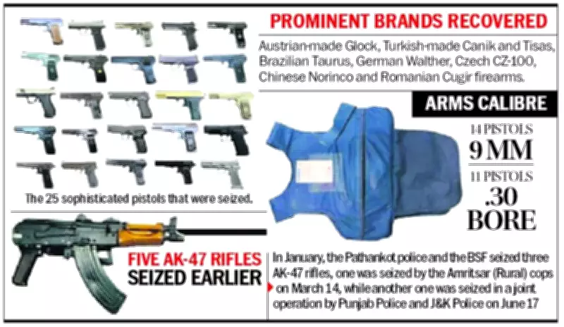 AK-47 Rifle, 25 Pistols Seized in Major Arms Haul Near Pakistan Border in Amritsar