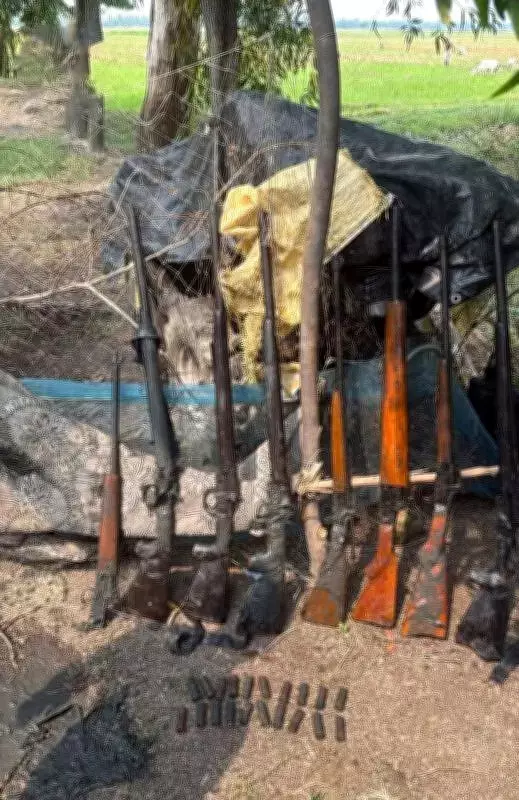Arms Cache Recovered from Pond in Sandeshkhali, Owner Absconding