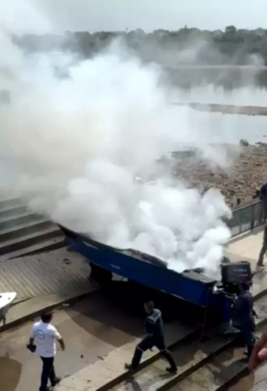 Boat Anchored at Sabarmati Riverfront Gutted in Fire in Ahmedabad