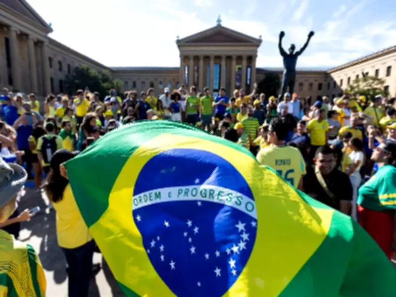 Brazil Fans Take Over Philadelphia's Rocky Steps Ahead of World Cup Clash
