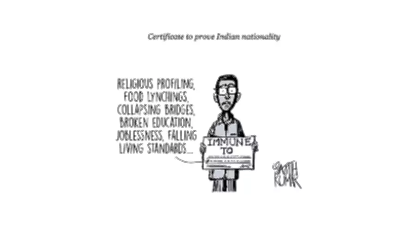 Cartoon: Certificate to Prove Indian Nationality