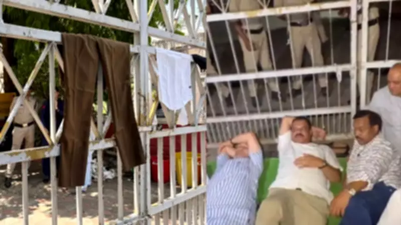 Congress Workers Hang RSS Uniform on CEO Office Gate in Bhopal Protest