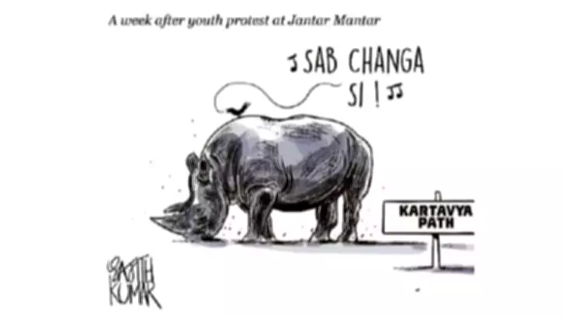 DH Cartoon: Youth Protest at Jantar Mantar a Week Later