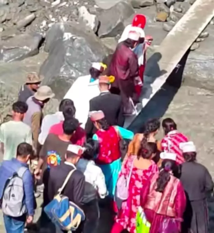 Flash Flood in Lahaul-Spiti Forces Bride, Groom to Cross on Iron Girder