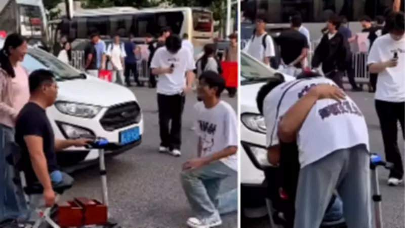 Gaokao Student Kneels to Father Chen Zhou, A Disabled Motivational Speaker