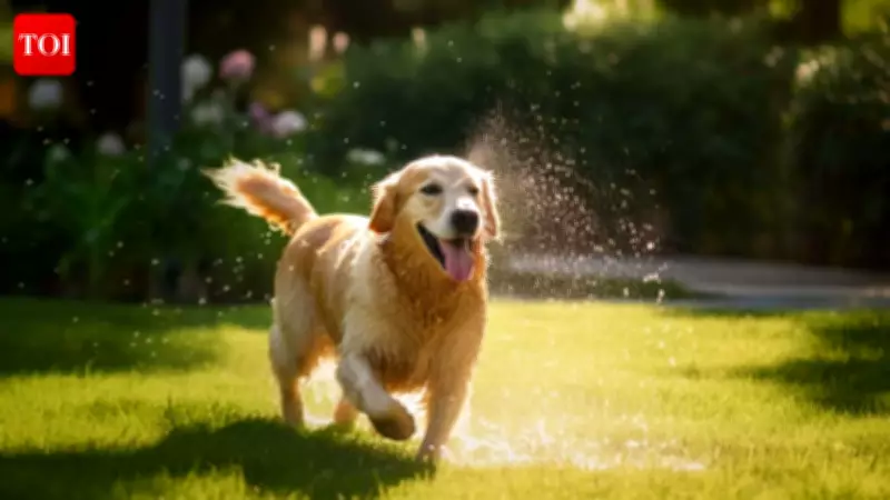 Golden Retriever Leo's Genius Summer Hack Using a Sprinkler Goes Viral