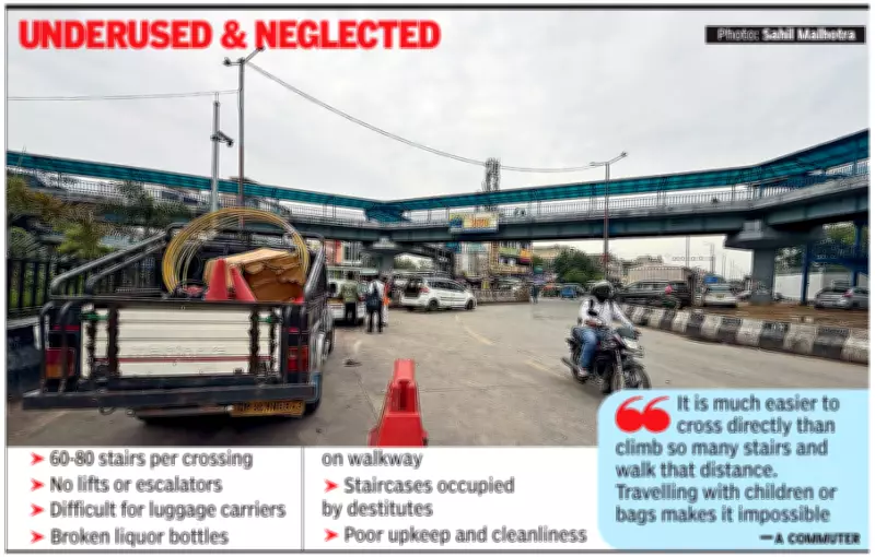 Gurgaon's Rs 25.9 Crore Skywalk at Mahavir Chowk Largely Deserted, Pedestrians Risk Lives