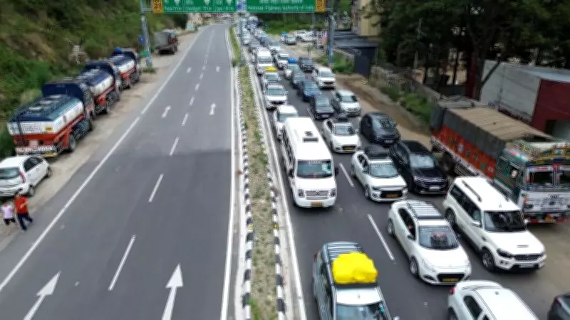 Heavy Tourist Influx Causes Massive Traffic Jam on Mandi-Kullu Highway in Himachal