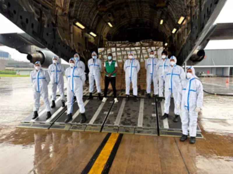 IAF C-17 Globemaster III Delivers Critical Ebola Medical Aid to Uganda