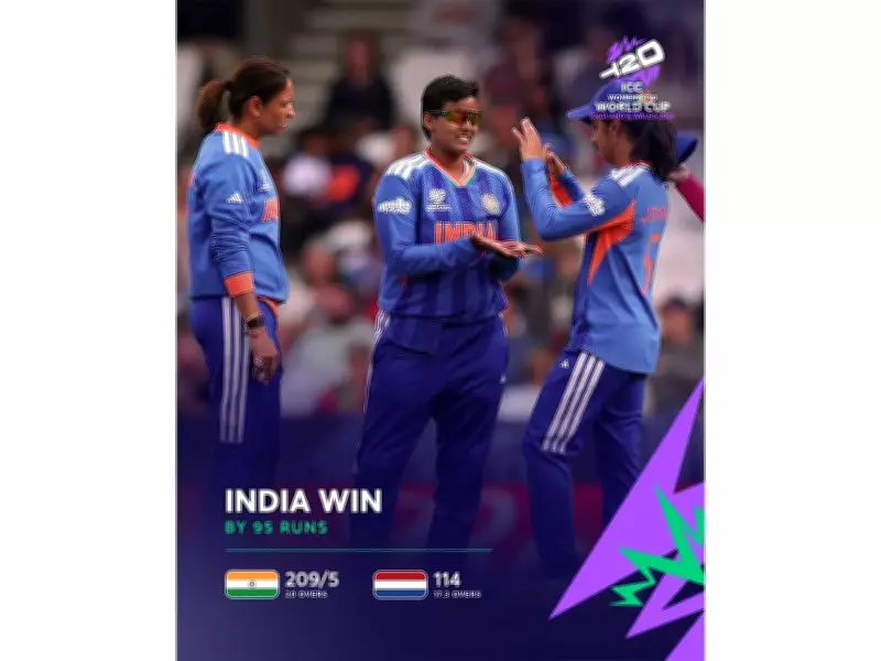 India Crush Netherlands by 95 Runs in Women's T20 WC; Shafali, Smriti, Charani Star