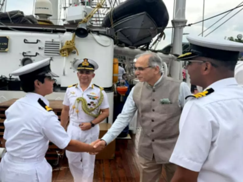 Indian Envoy Vinay Kwatra Visits INS Sudarshini at Baltimore Port for SAIL 250