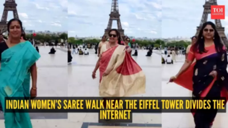 Indian Women's Saree Walk Near Eiffel Tower Sparks Online Debate