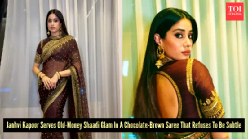 Janhvi Kapoor Revives 90s Shaadi Fashion With Chocolate Brown Saree