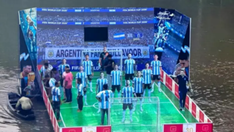 Kerala Fans Build Floating Stadium for Argentina in River