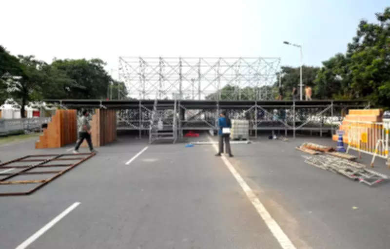 Kolkata Builds Giant Stage for Modi's Yoga Day Event
