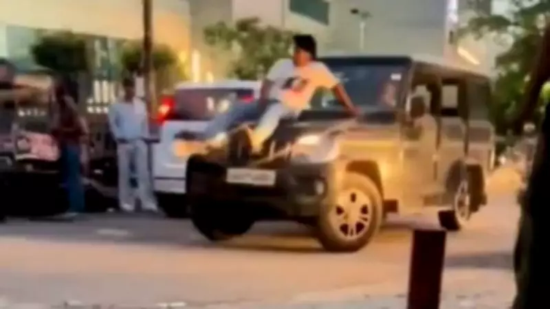 Man performs dangerous bonnet stunt on speeding SUV in Gurugram