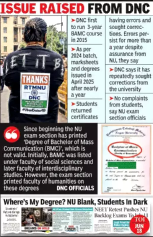 Nagpur University Degree Errors Persist for DNC Students