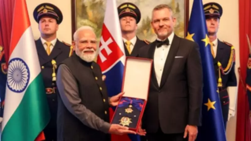 PM Modi Receives Slovakia's Highest National Award in Bratislava Ceremony