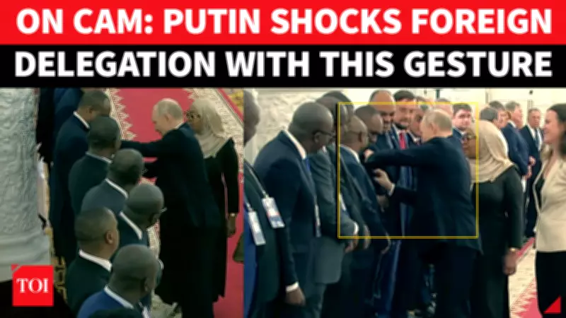 Putin Adjusts Tanzanian Official's Badge During Moscow Ceremony