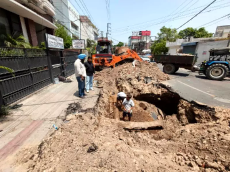 Road caves in at Ludhiana's Saggu Chowk for third time in 15 years, traffic hit