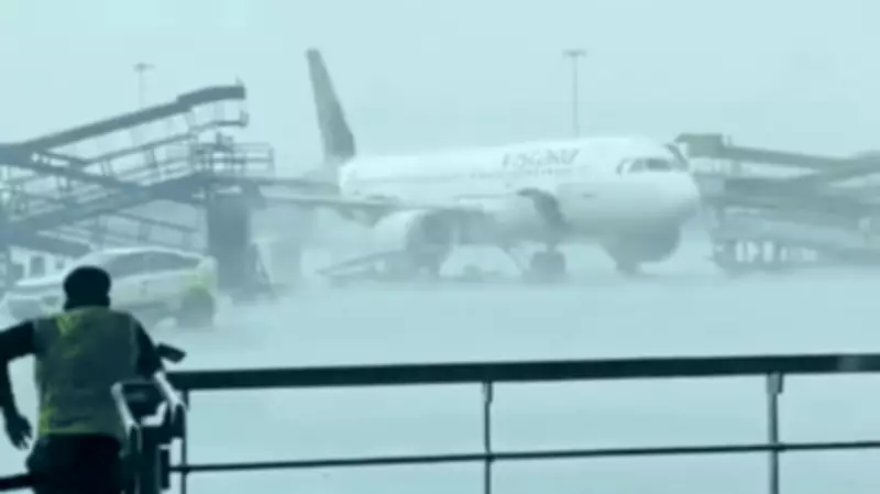 Strong Winds Blow Ladder Into Air India Aircraft at Delhi Airport