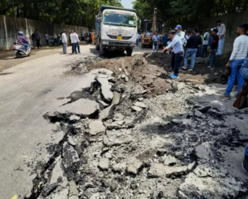 Surat Road Caves In Days After Restoration, Truck Tilts, Pipeline Leak Found