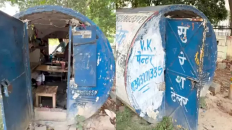 Tailor Sets Up Shop Inside Industrial Water Pipe, Goes Viral