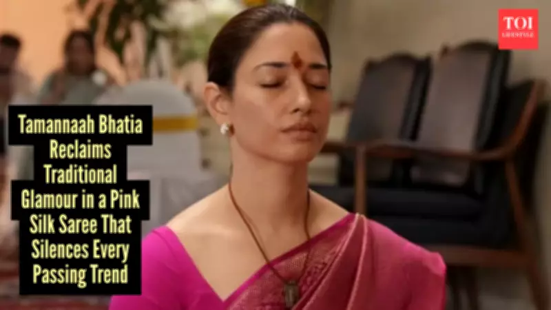 Tamannaah Bhatia Stuns in Traditional Silk Saree at Devi Puja, Embracing Indian Craftsmanship