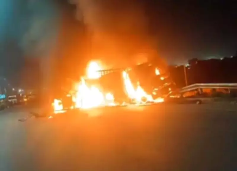 Truck Driver Burnt Alive in KMP Expressway Collision Near Bilaspur